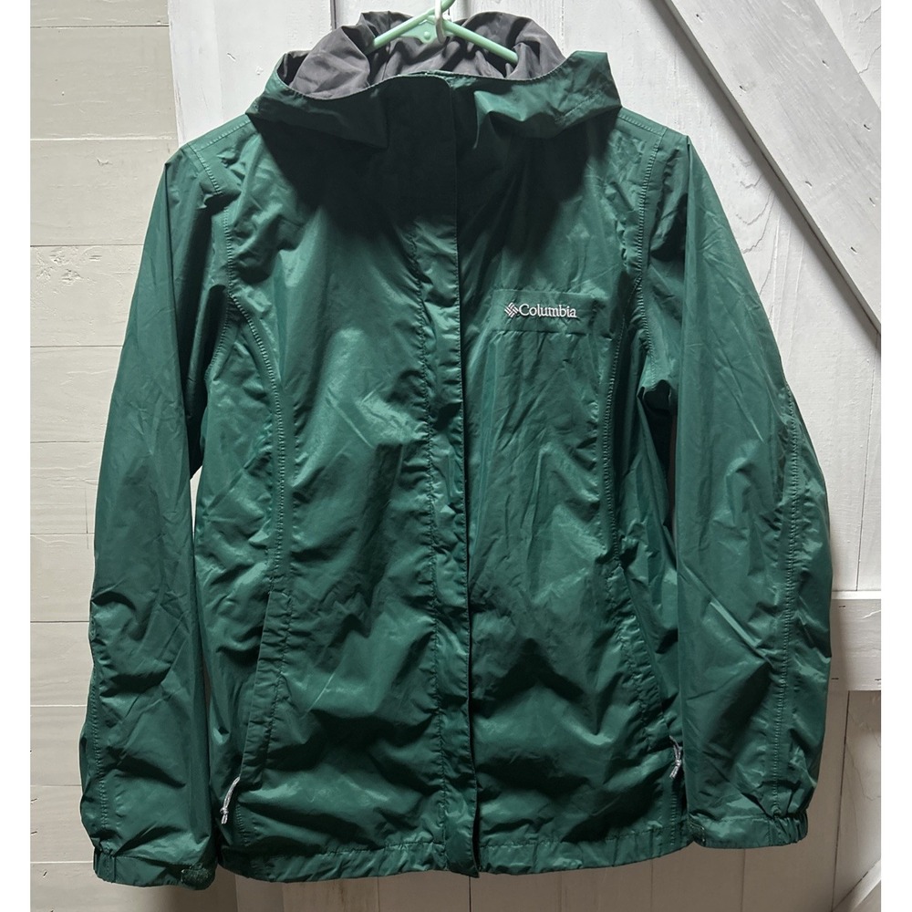 Columbia Women's Size Small Rain Jacket Mesh Lining Packable Green Lightweight
